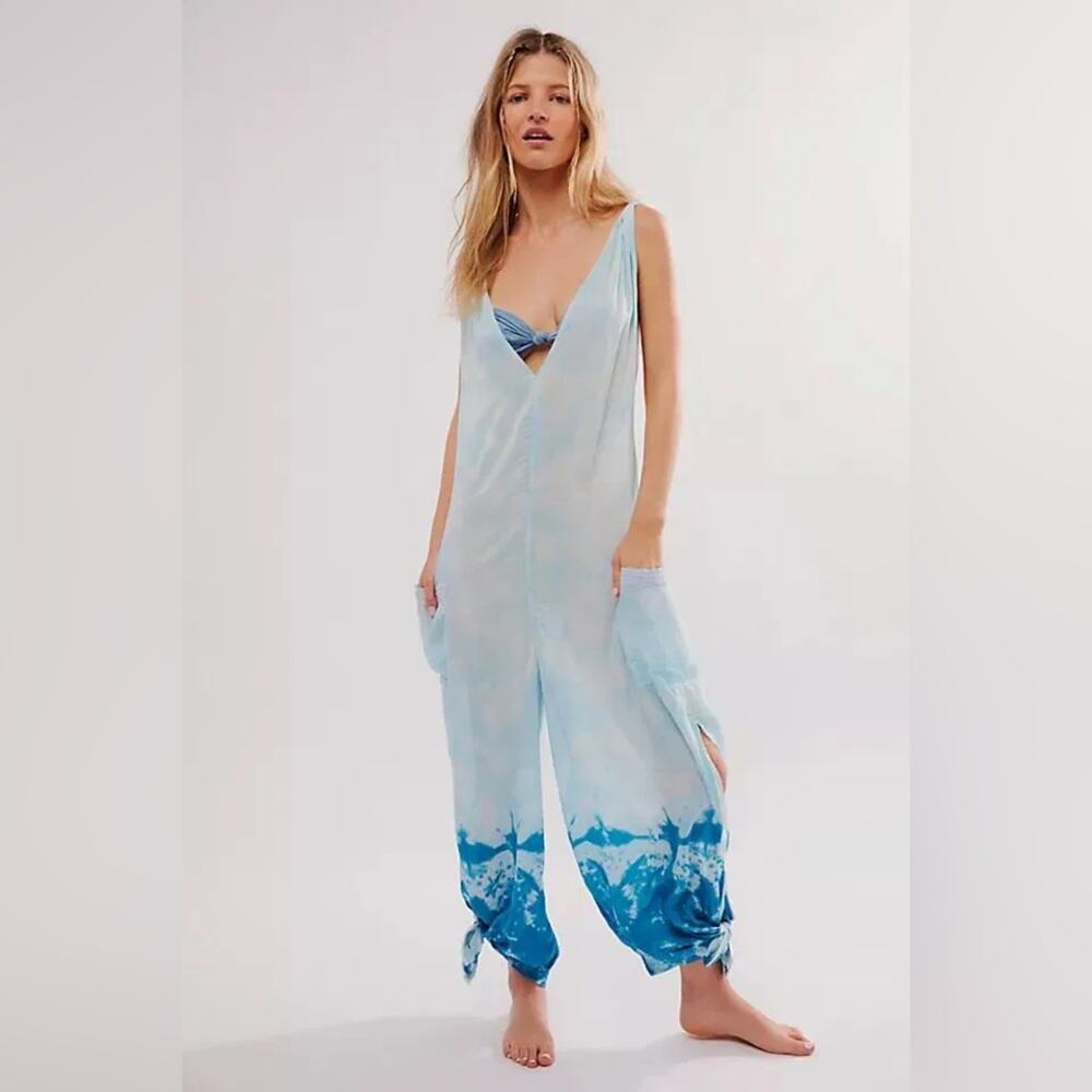 Free People Blue Beach Break Jumpsuit Size Extra Small XS - Picture 1 of 15